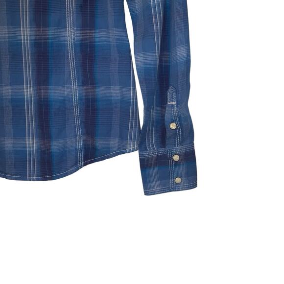 True Religion Top Womens XS Blue Plaid Pearl Snap Yoked Western Rodeo Riding - Picture 5 of 16